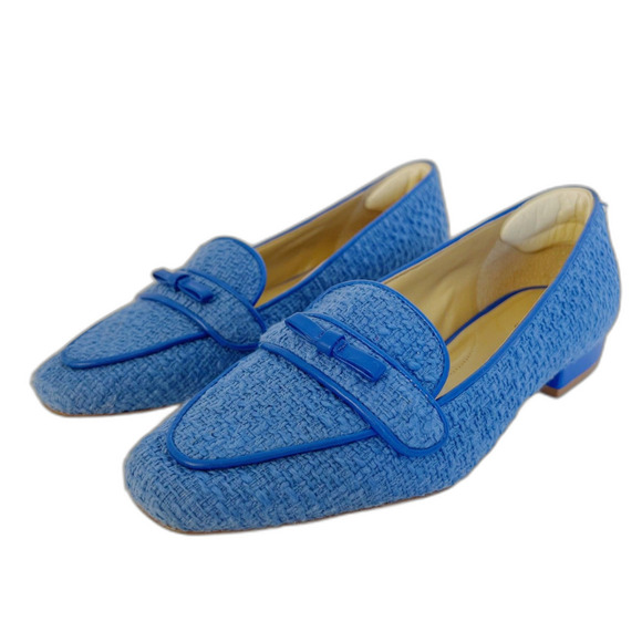 Like New Talbots Jane Bow Loafers Amherst Tweed in Capri Blue Flats Size 7.5 - Picture 1 of 8